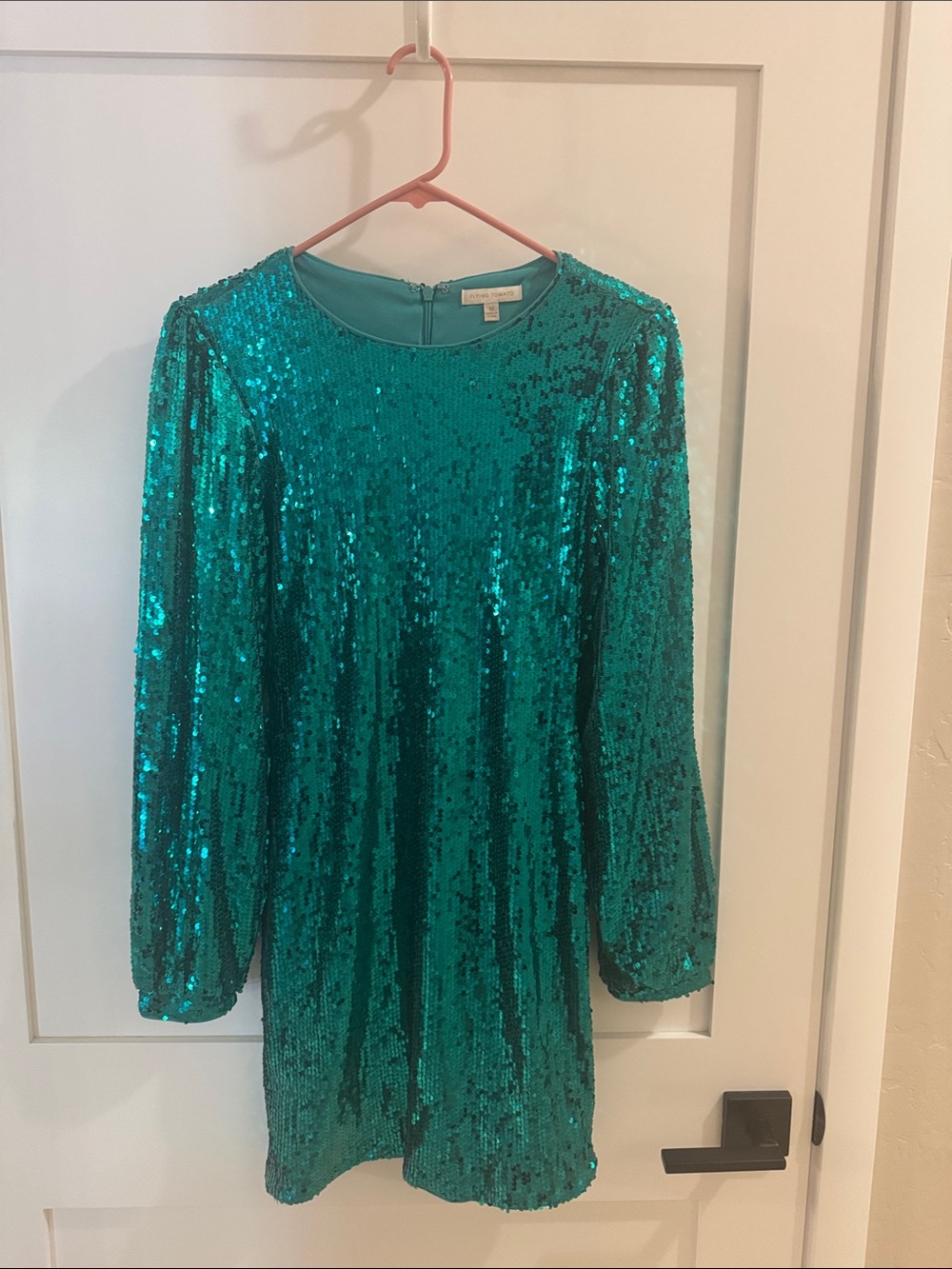Flying tomato green/turquoise sequin mini dress